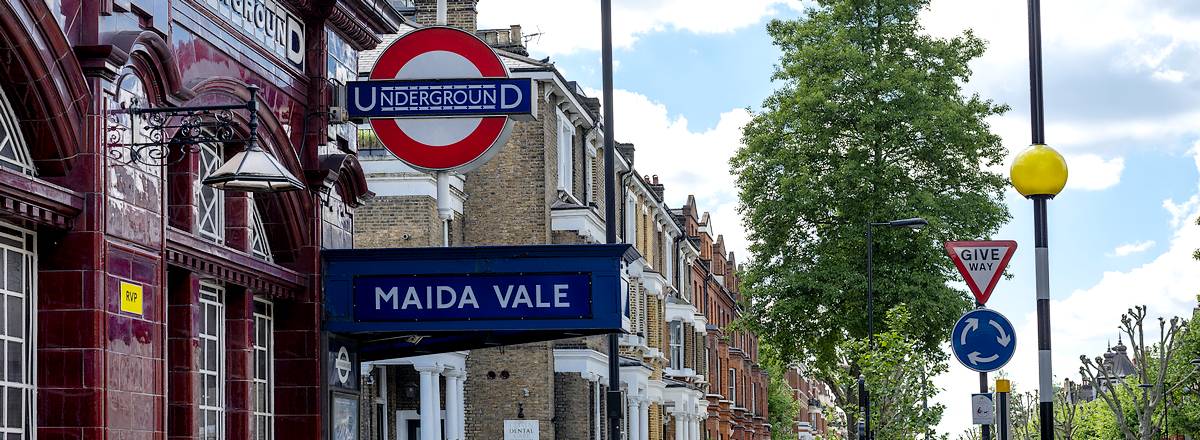 Sign for underground station in West London